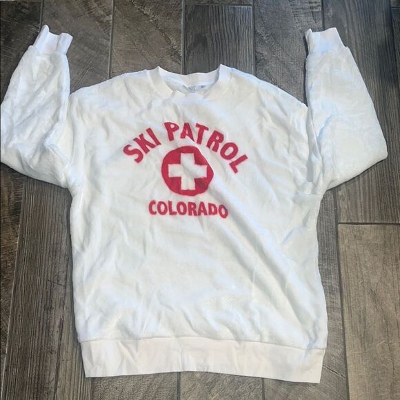 NWT Mighty Fine White and Red Crewneck Sweater - Picture 1 of 2